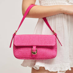 Gloria - Straw Crossbody: Hot Pink