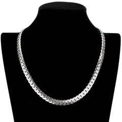 18 INCH, 8mm Stainless Steel Metal Chain Necklace: Rhodium