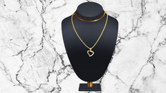 Gold Heart Stainless Steel Necklace/Cubic Zirconia charm
