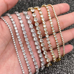 Sparkling Inlay CZ 18K Golden S.Steel Chain Bracelet - FGS: Golden or Silver-2mm