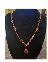 Elegant Oval Red Gemstone Necklace