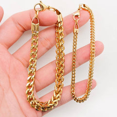 Man Stainless Steel Double Layer Cuban Chain Bracelet -MJ/BC: Steel color / 6mm * 215mm