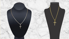 Gold Cross Stainless Steel Necklace/Cubic Zirconia Pendant