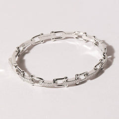 Linked Chain Style Bangle with CZ Buckle Closure : BX / ONE SIZE