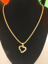 Gold Heart Stainless Steel Necklace/Cubic Zirconia charm