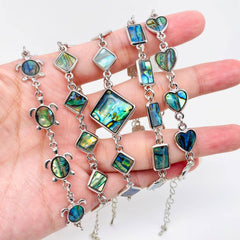 Multi-style Abalone Shell Metal Chain Bracelets: Square
