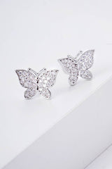 Small CZ Gold Dipped Butterfly Post Earrings: RCR / ONE SIZE