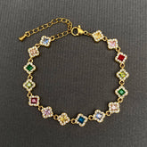 Colored Geometric Zircon 18K Gold Plated SS Bracelet - FGS