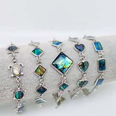 Multi-style Abalone Shell Metal Chain Bracelets: Square