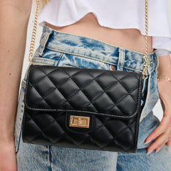 Winona Quilted Multi-Compartment Crossbody: Black