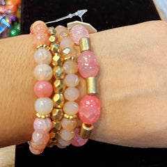 Multi-Colored Beaded Bracelet Sets: Gold & Silver Accents