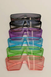 Unisex Transparent Flat Top Shield Sunglasses: 12 ASSORTED COLOR / One Size