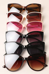 Women's Glitter Detailed Cat Eye Sunglasses: 12 ASSORTED COLOR / One Size