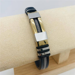 Men's Silicone Titanium Steel Bracelet - MJ/BC: Gold