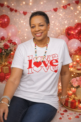 LOVE, custom hand pressed t-shirt
