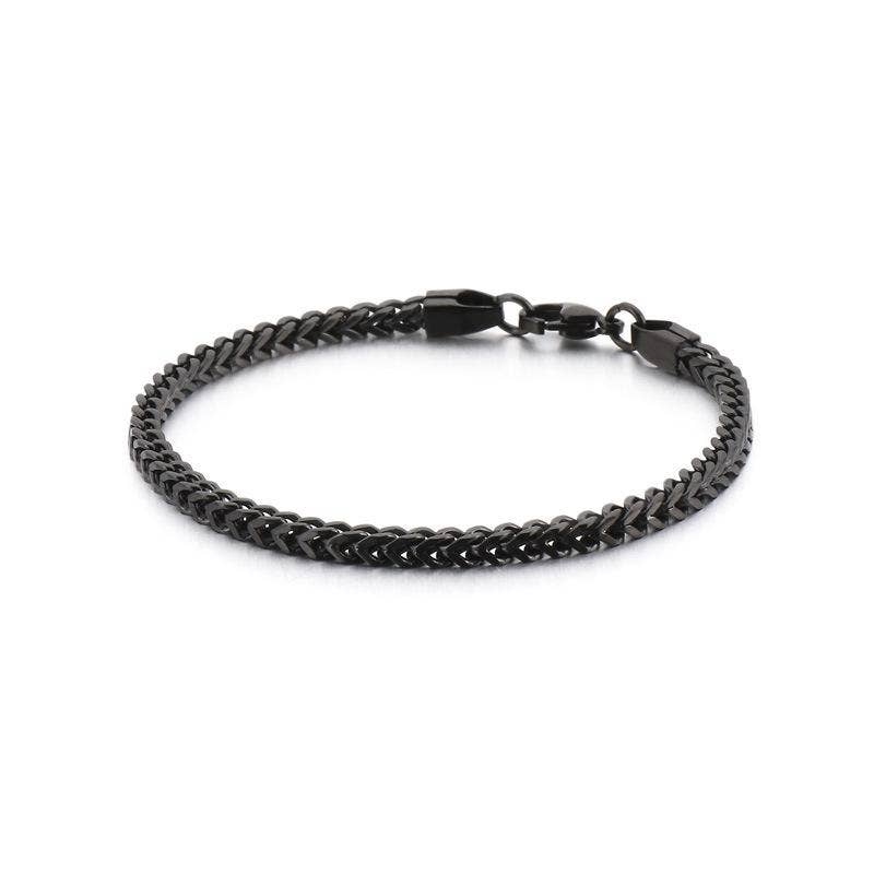 Man Stainless Steel Double Layer Cuban Chain Bracelet -MJ/BC: Steel color / 3mm * 20mm