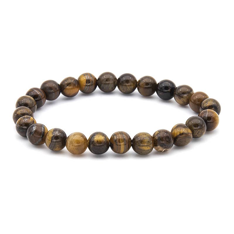 8MM Elastic Natural Stone Bracelets - CS: Tiger's Eye Stone
