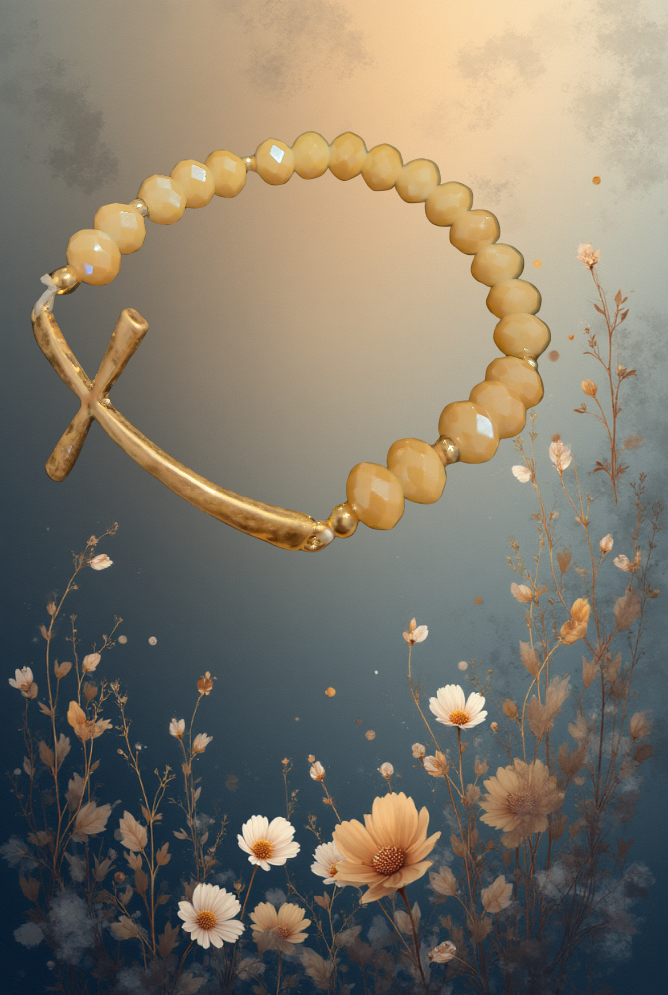 Hammered Cross beaded bracelet