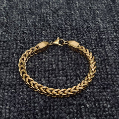 Man Stainless Steel Double Layer Cuban Chain Bracelet -MJ/BC: Steel color / 6mm * 215mm