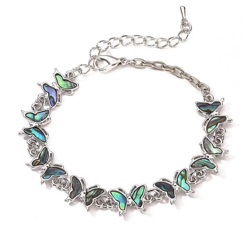 Multi-style Abalone Shell Metal Chain Bracelets: Square