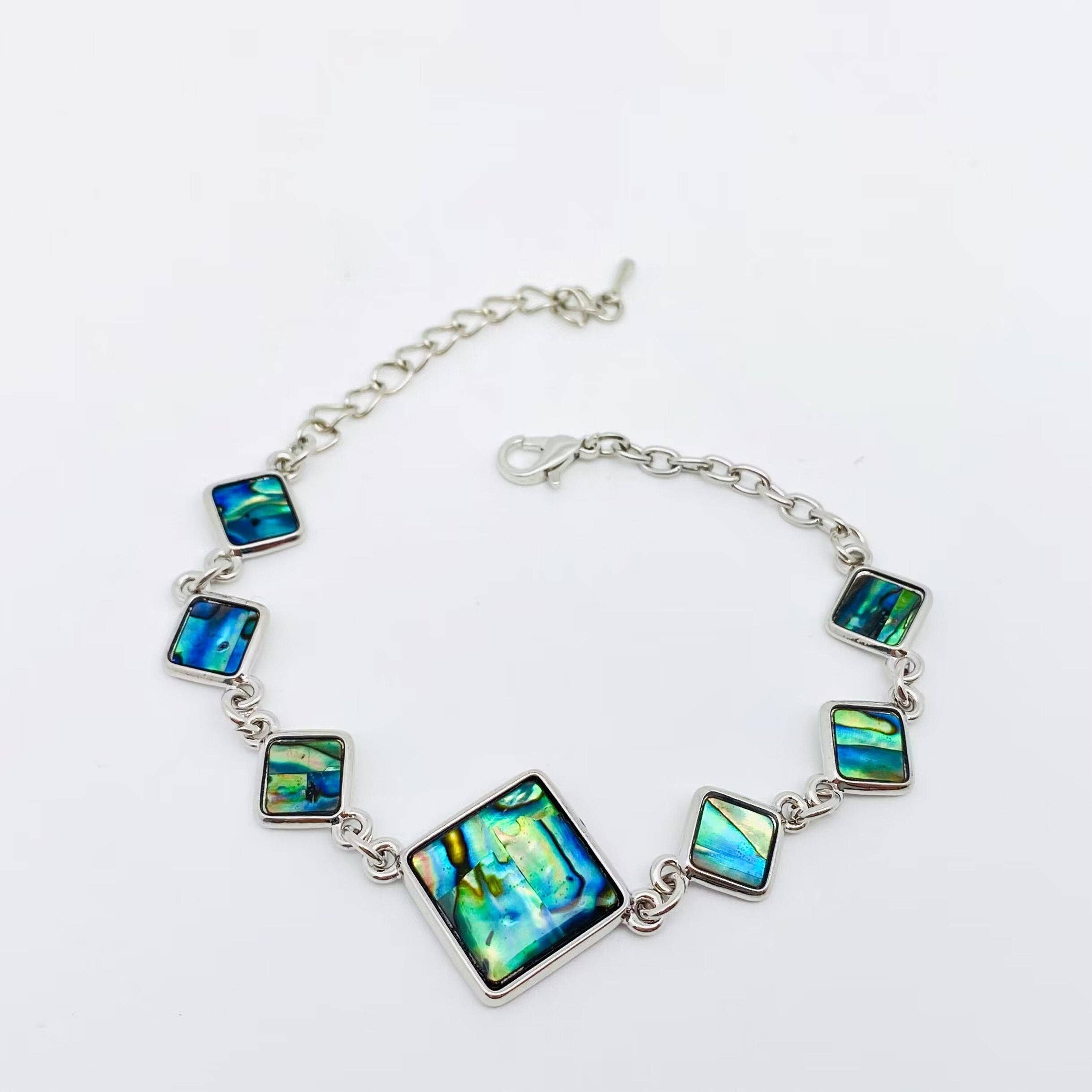 Multi-style Abalone Shell Metal Chain Bracelets: Square