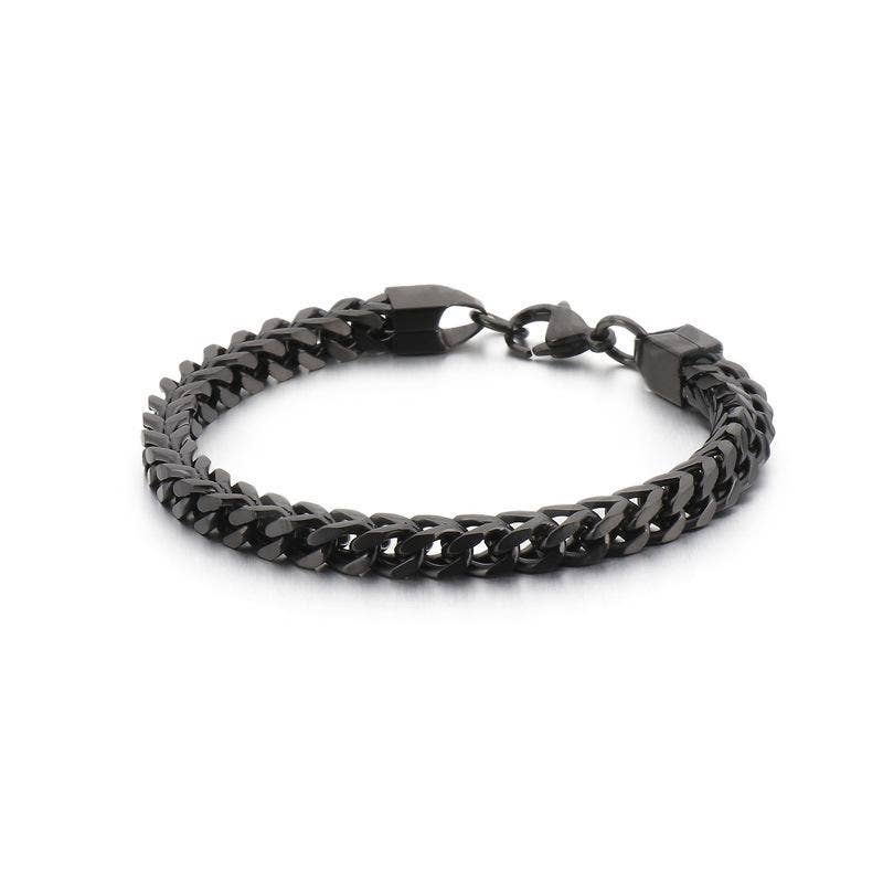 Man Stainless Steel Double Layer Cuban Chain Bracelet -MJ/BC: Steel color / 6mm * 215mm