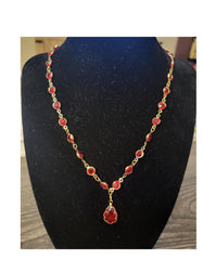 Elegant Oval Red Gemstone Necklace