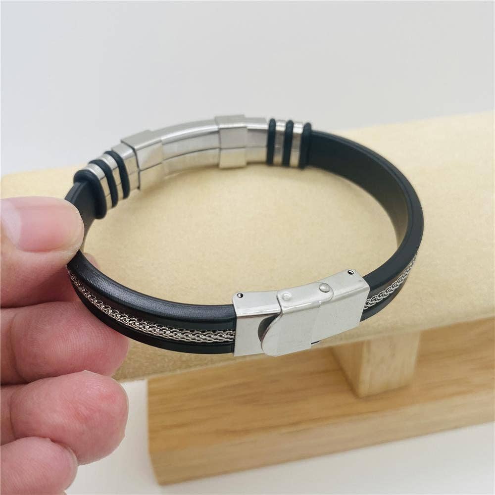 Men's Silicone Titanium Steel  Bracelet - MJ/BC: Gold