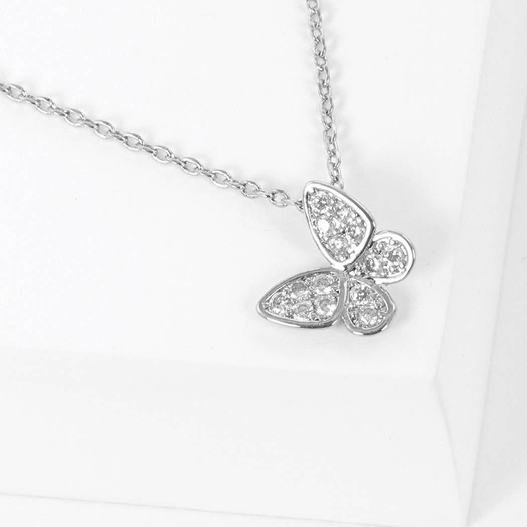 CZ Gold-Dipped Butterfly Necklace: RCR / ONE SIZE