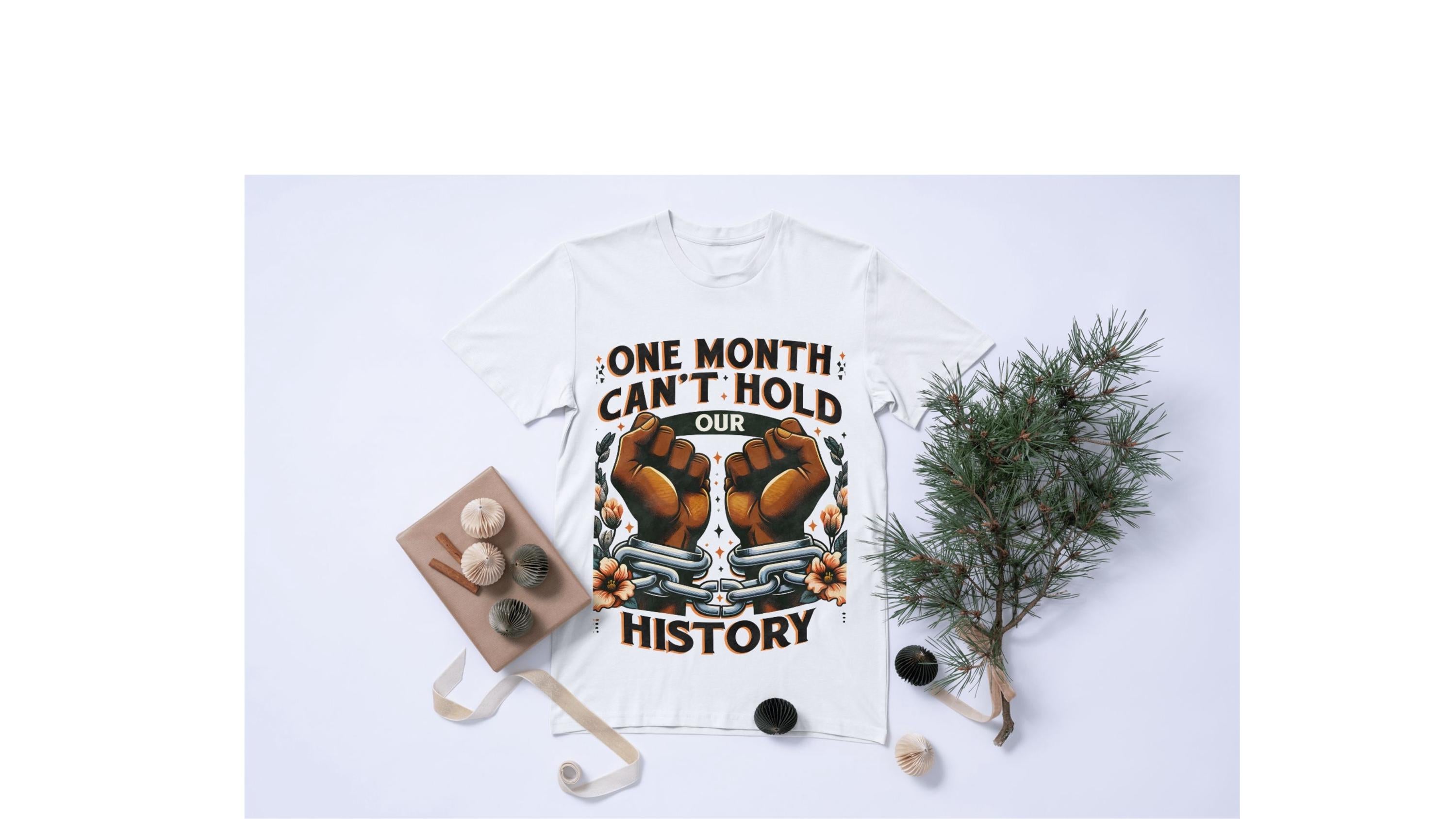 Can't Hold History Our History, custom hand pressed t-shirt