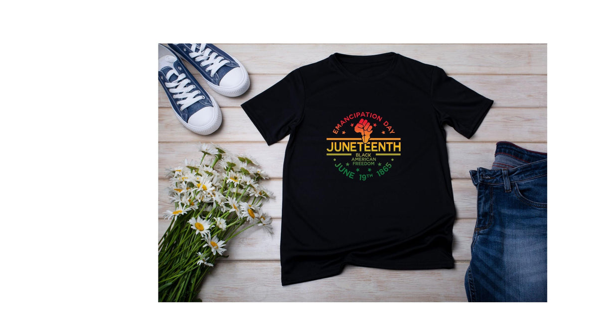 Juneteenth/Emancipation Day, custom hand pressed t-shirt, women owned