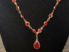 Elegant Oval Red Gemstone Necklace