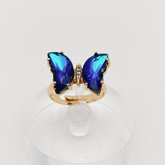Gradient Glass Butterfly Ring: 1# Green