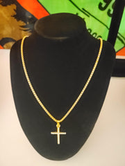 Gold Cross Stainless Steel Necklace/Cubic Zirconia Pendant