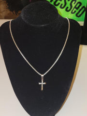 Silver Cross with Cubic zirconia Pendant