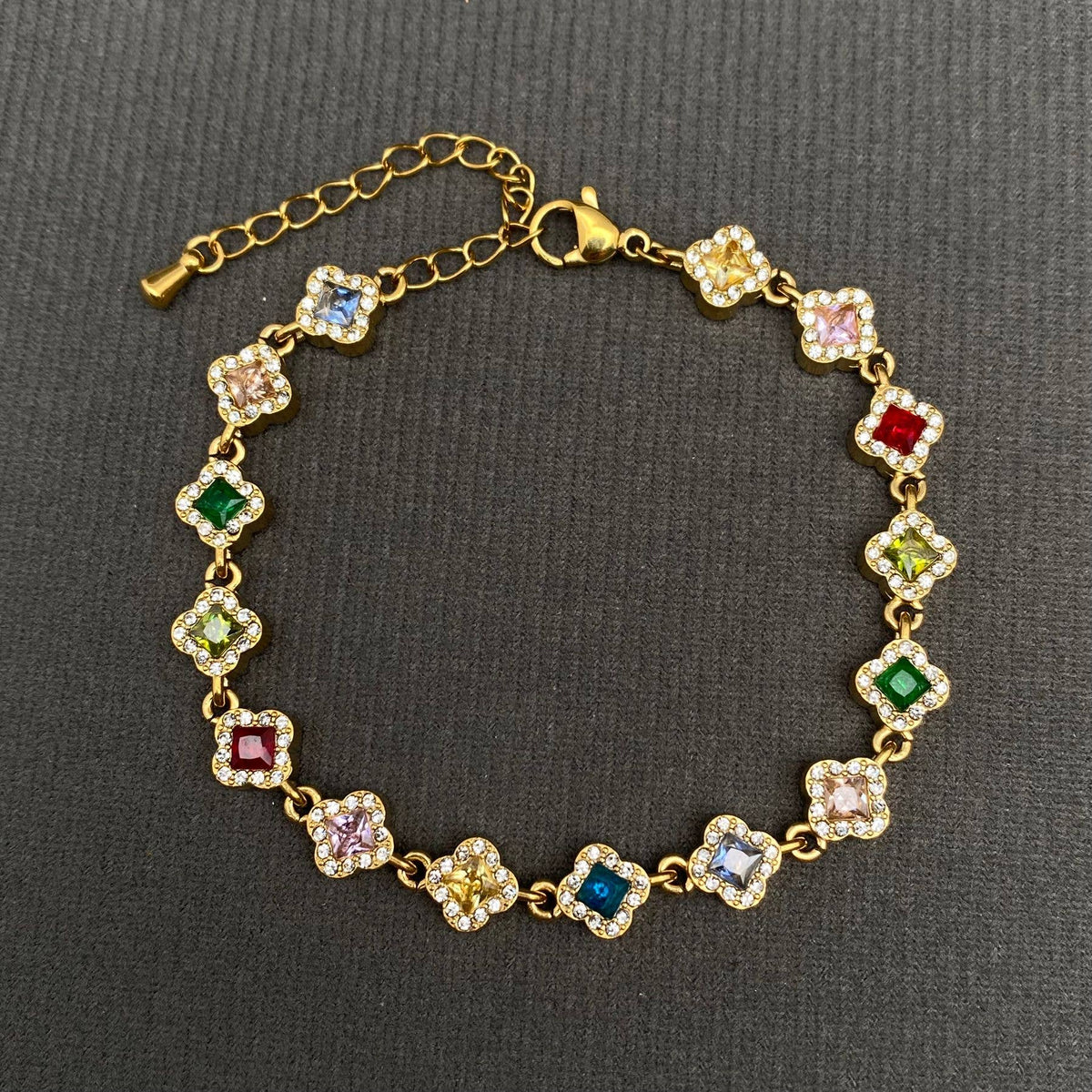 Colored Geometric Zircon 18K Gold Plated SS Bracelet - FGS