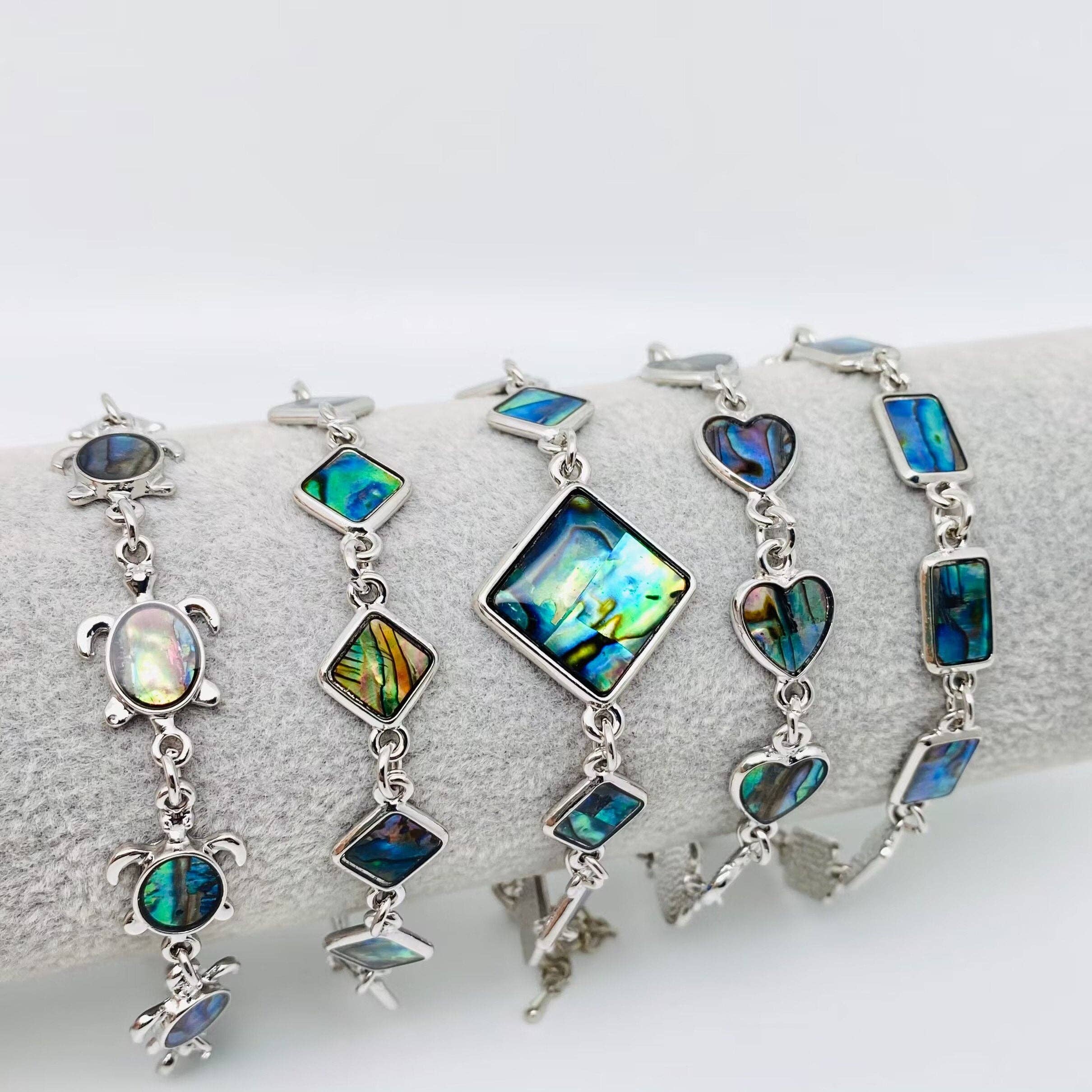 Multi-style Abalone Shell Metal Chain Bracelets: Square
