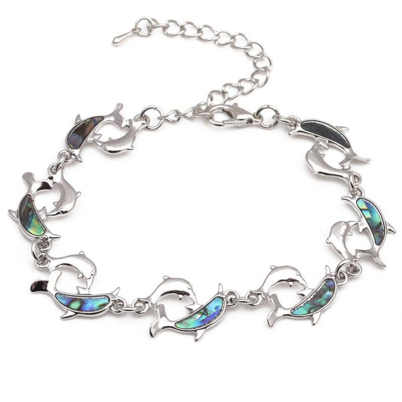 Multi-style Abalone Shell Metal Chain Bracelets: Square