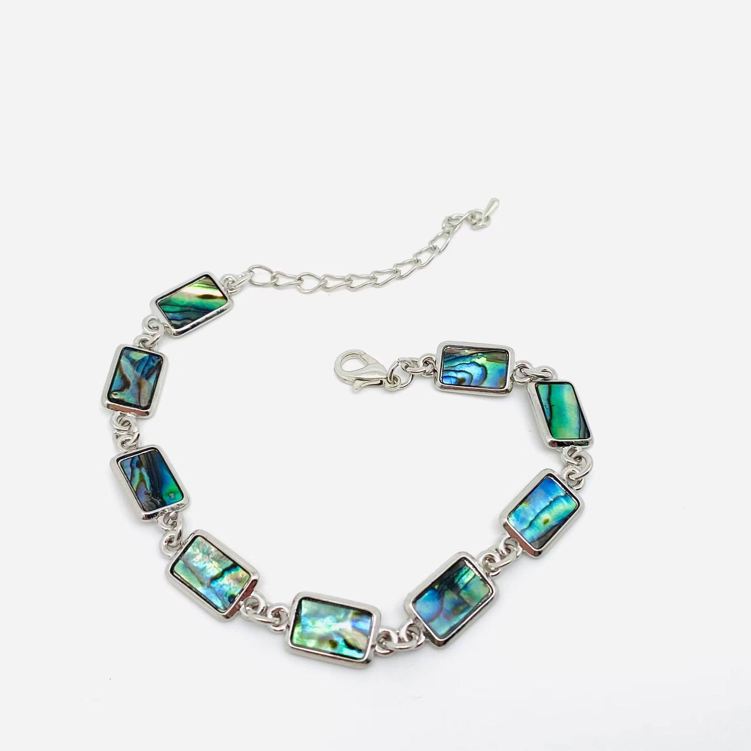 Multi-style Abalone Shell Metal Chain Bracelets: Square