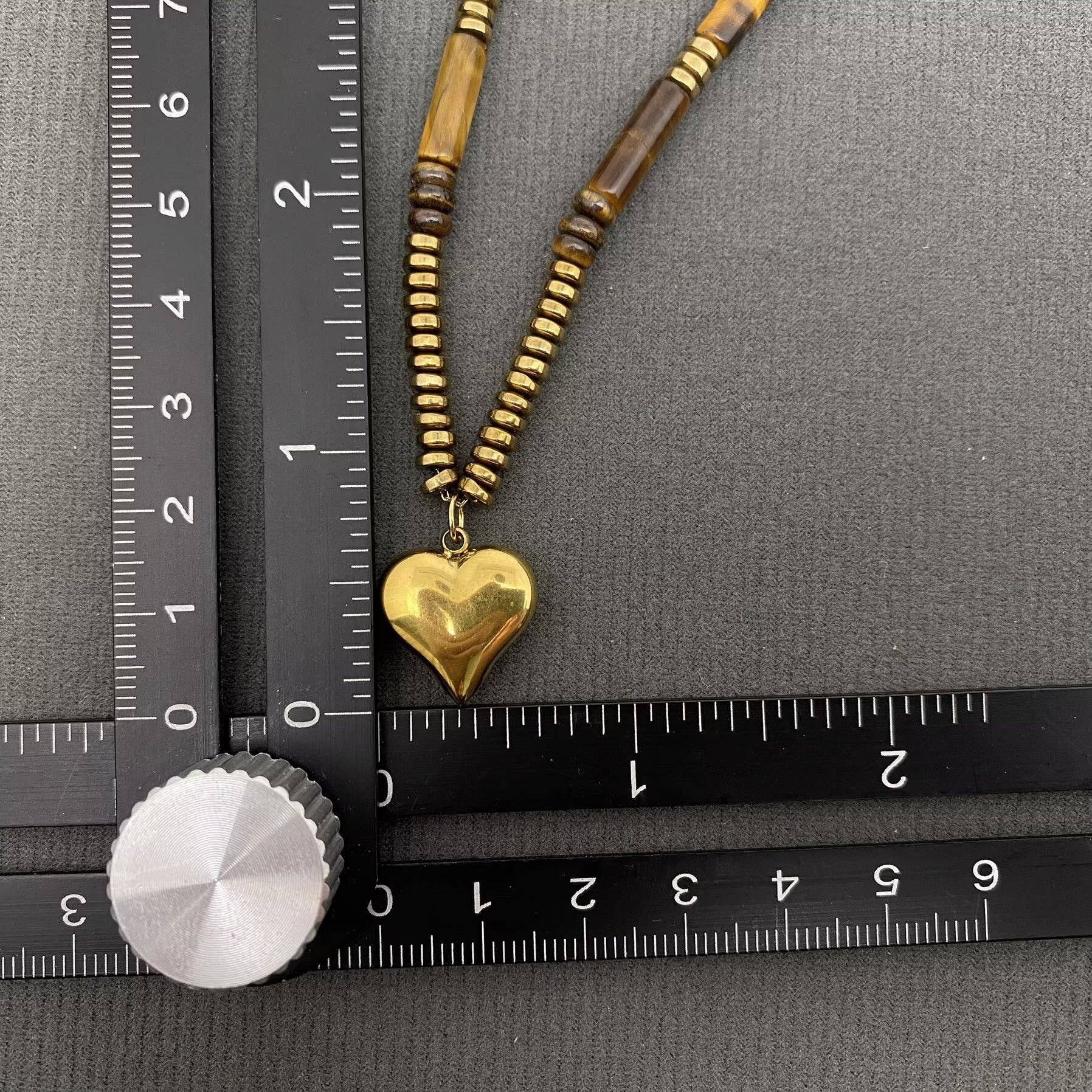 18K Golden S.Steel Tiger's Eye Stone Beaded Necklace