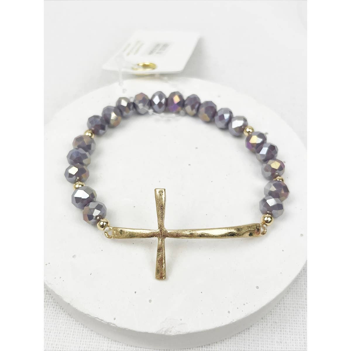 Hammered Cross beaded bracelet