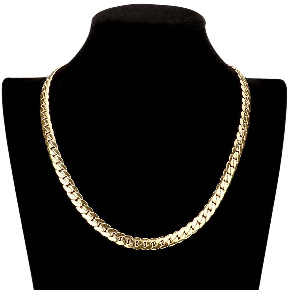 18 INCH, 8mm Stainless Steel Metal Chain Necklace: Rhodium