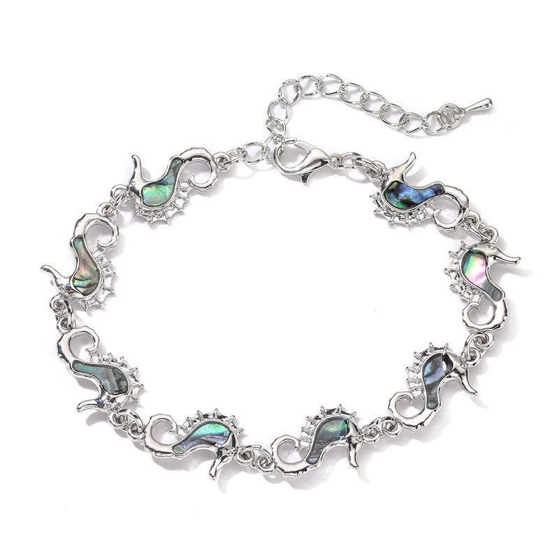 Multi-style Abalone Shell Metal Chain Bracelets: Square