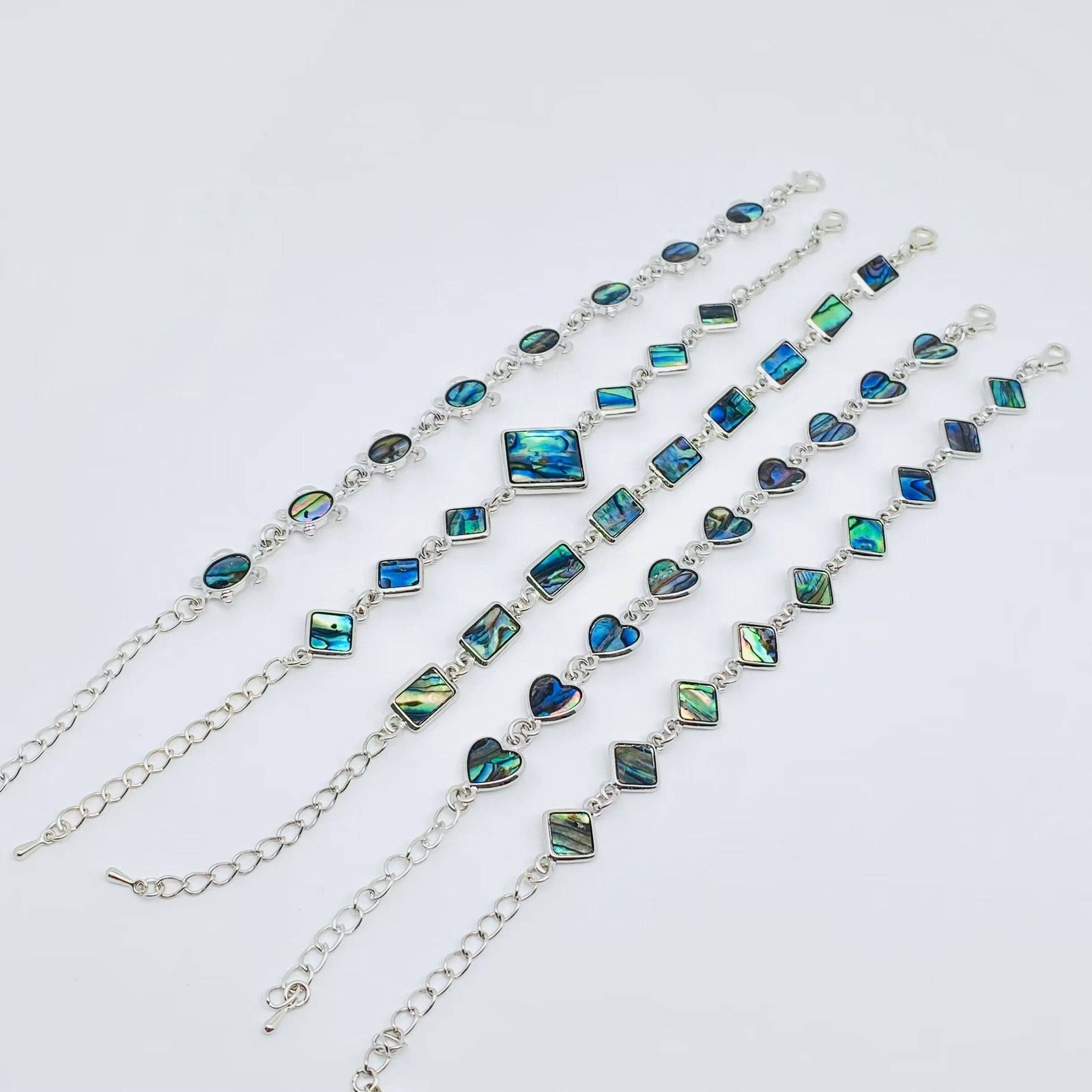 Multi-style Abalone Shell Metal Chain Bracelets: Square