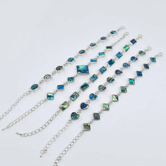 Multi-style Abalone Shell Metal Chain Bracelets: Square