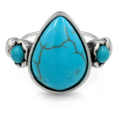 Teardrop Turquoise Stone Adjustable Ring