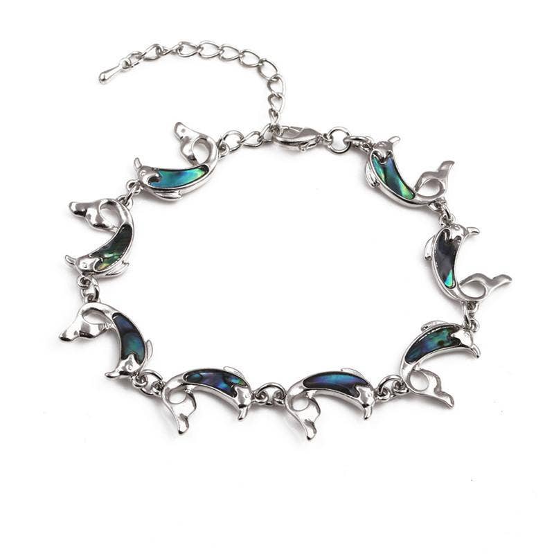Multi-style Abalone Shell Metal Chain Bracelets: Square