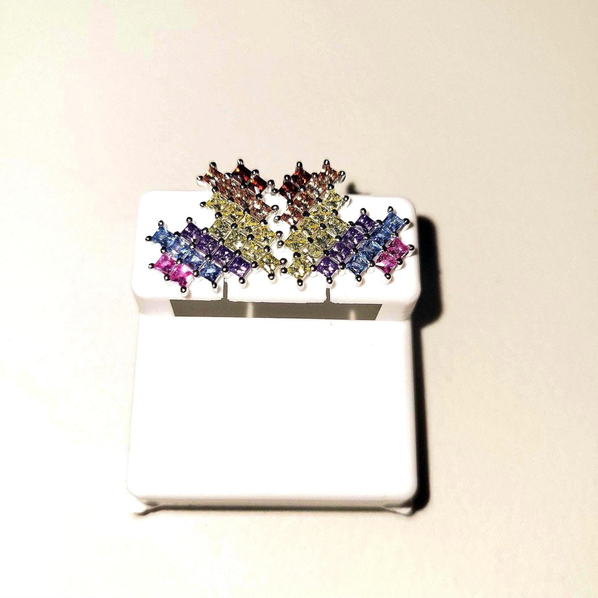 Sterling Silver, Cubic Zirconia Heart Earrings