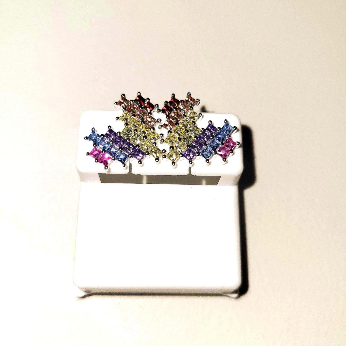 Sterling Silver, Cubic Zirconia Heart Earrings