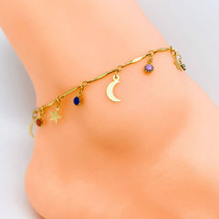 Bohemian Style Star Moon Pendant Chain Anklet - MS